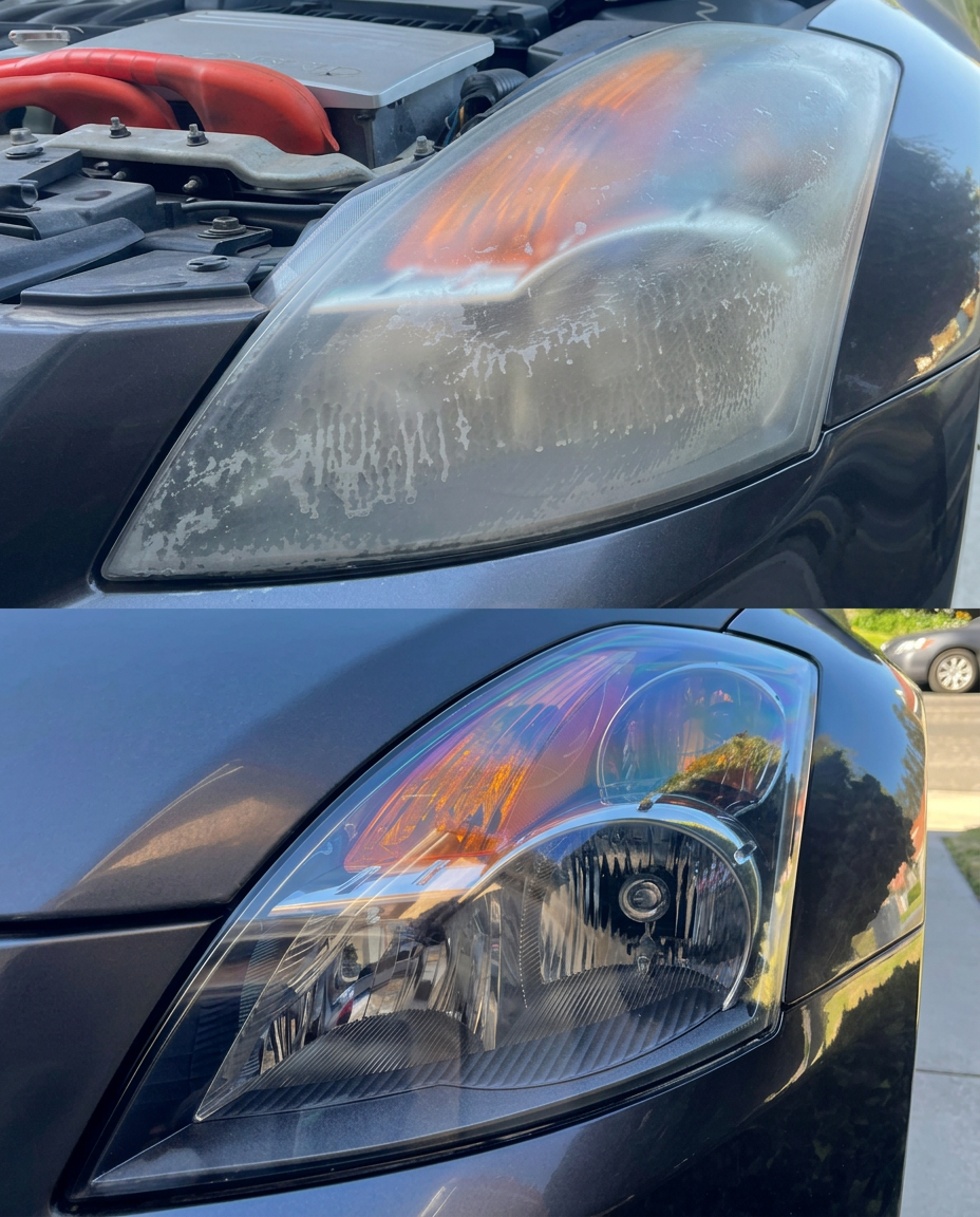 Headlight restoration before and after at LTP Auto Body
